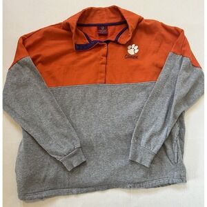 University of Clemson Tigers NCAA Football Grey Pullover Glitter Jacket Womens L